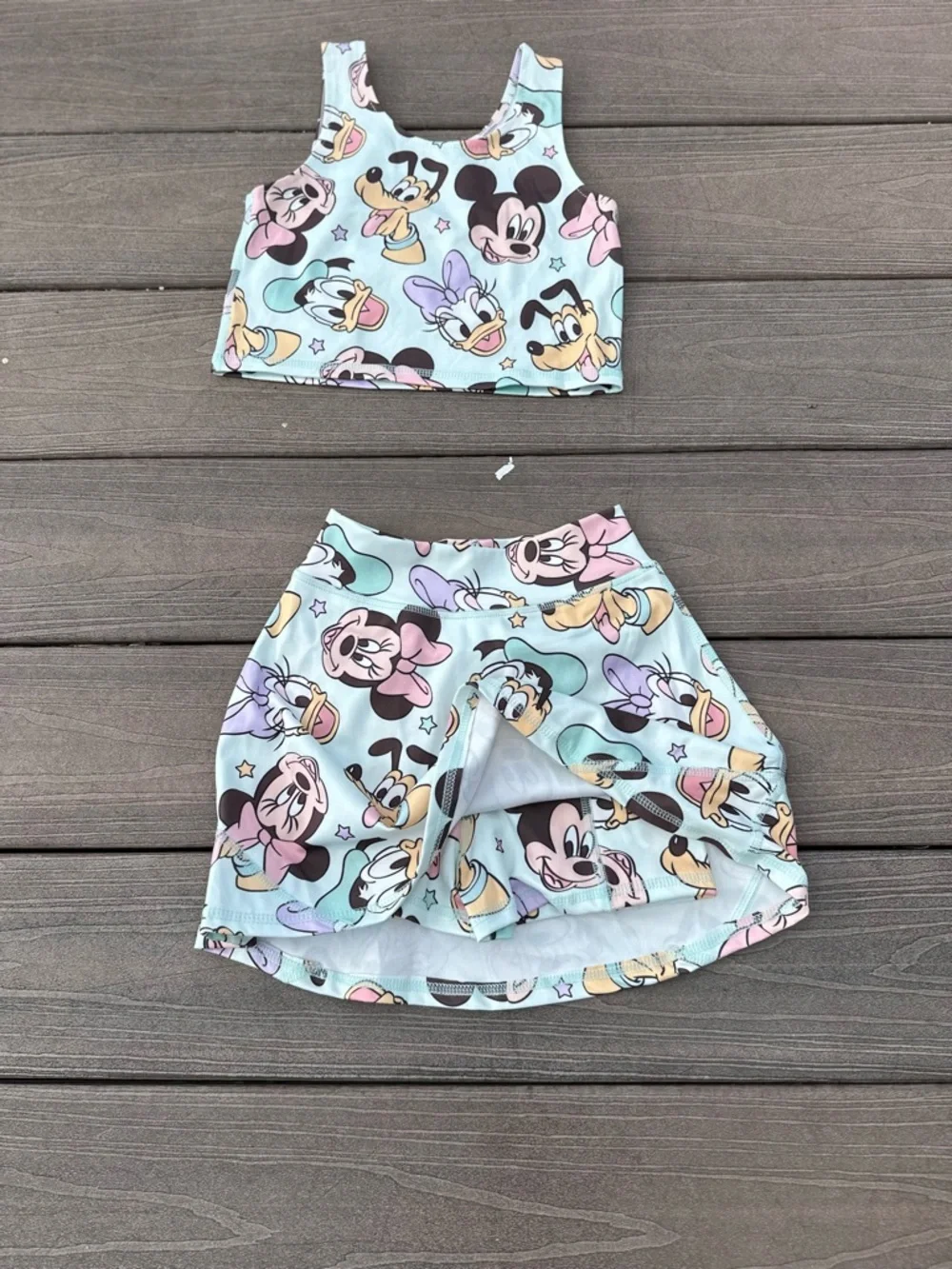 Pastel Mint Disney Character Two-Piece Skort Set